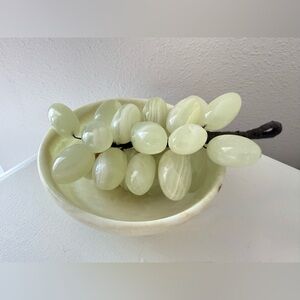Stone Grape Cluster With Matching Bowl | Bendable Stems